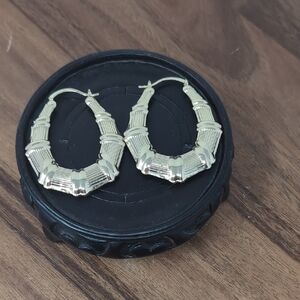 Retro Gold Bamboo Hoops